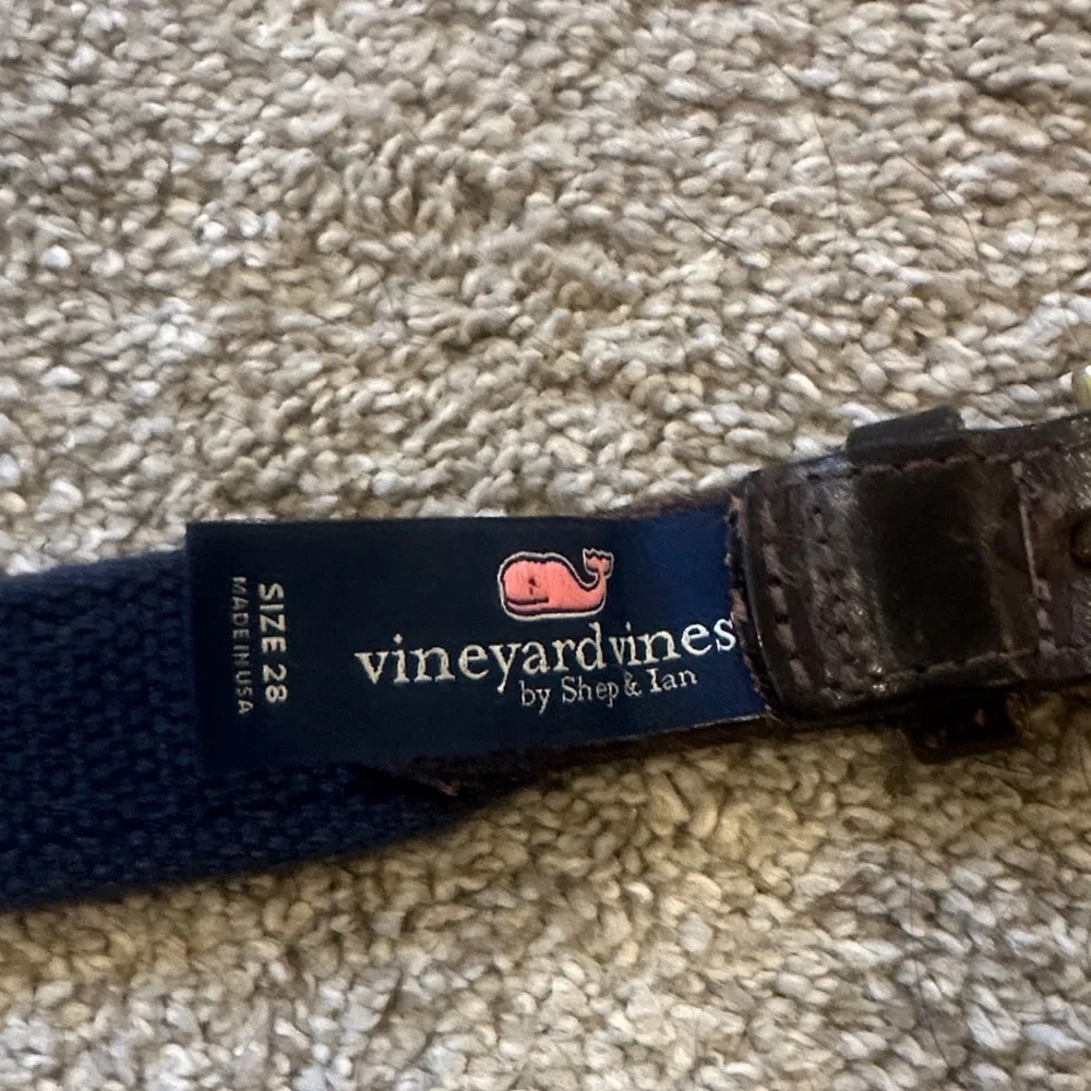 Vineyard Vines Navy Belt with American Flag